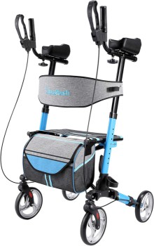 BlessReach Folding Rollator Walker with Seat and Armrests