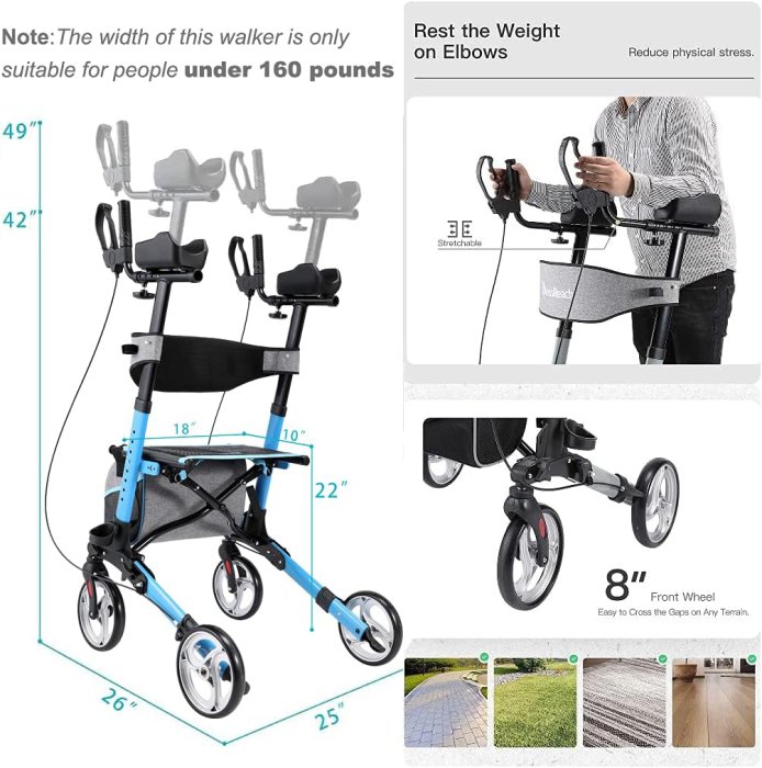 BlessReach Folding Rollator Walker with Seat and Armrests (image 3)