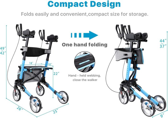 BlessReach Folding Rollator Walker with Seat and Armrests (image 4)