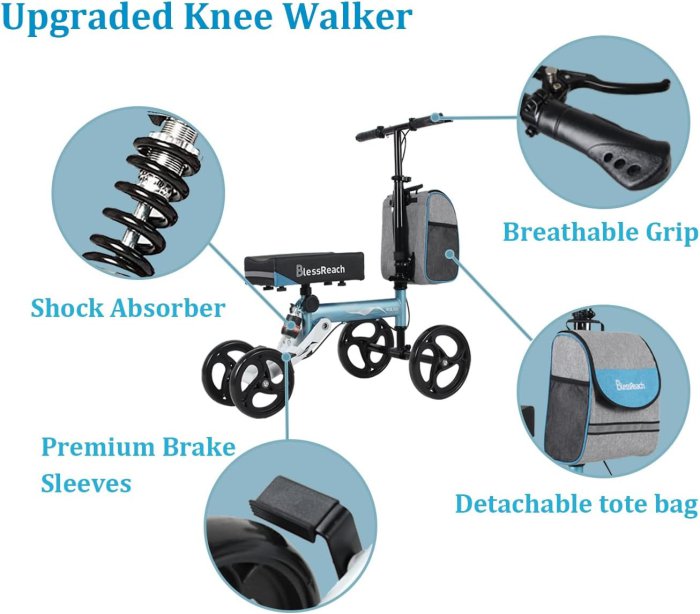 BlessReach Knee Walker Scooter (Blue) (image 2)