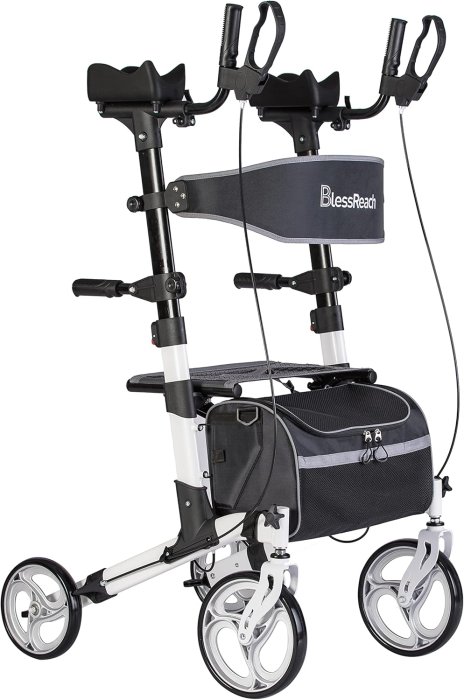 BlessReach Rolling Four Wheel Walker Rollator with Seat