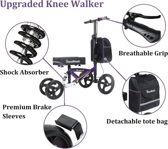 Knee Walker Deluxe Scooter with Brake and Shock Absorption (image 2)