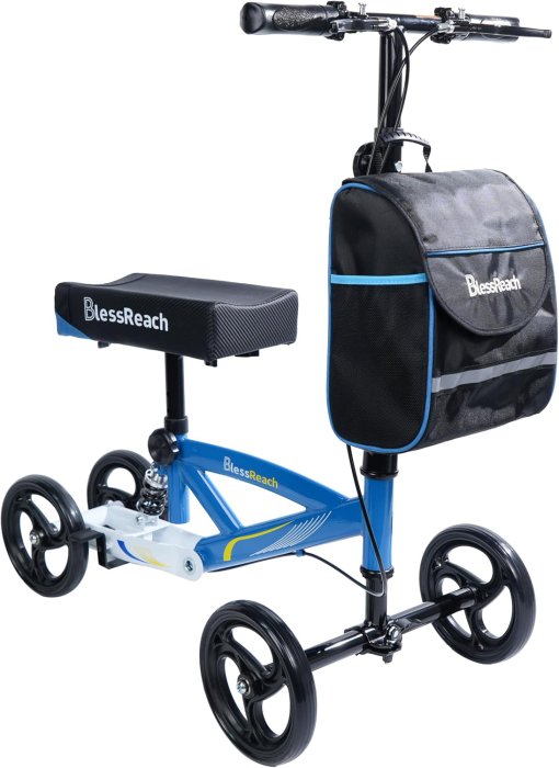 Steerable Knee Walker with Dual Rear Brake and Shock Absorption