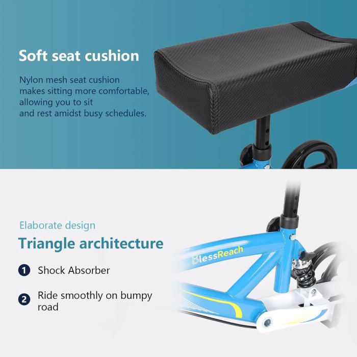 Steerable Knee Walker with Dual Rear Brake and Shock Absorption (image 3)